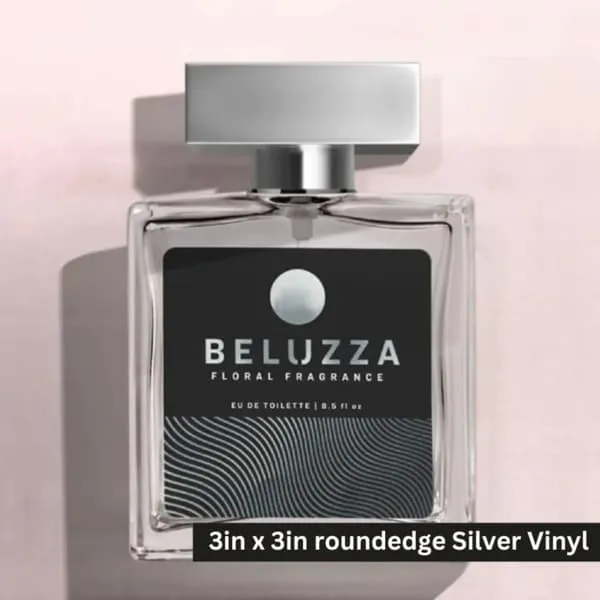 Silver vinyl sticker applied to a product label