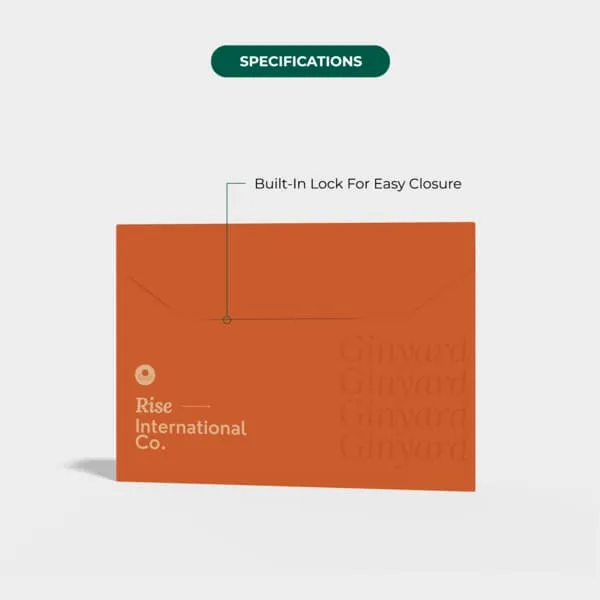 Custom rigid envelope finishes — matte, raised Spot UV and raised foil