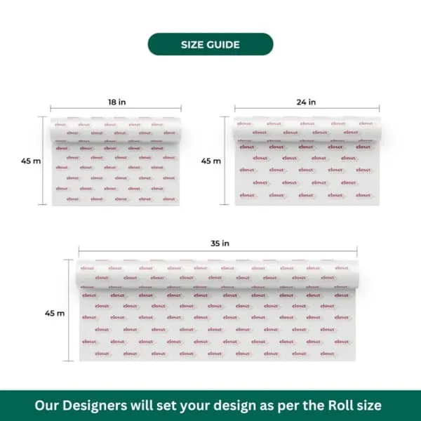 Wrapping paper roll widths and print style options