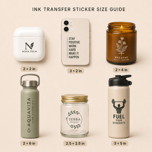 Ink transfers applied to glass and metal product surfaces