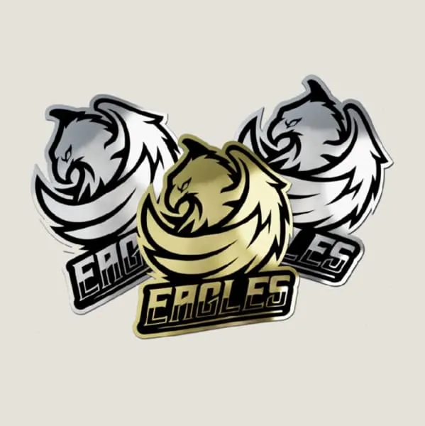 Custom printed silver vinyl sticker with exposed silver areas