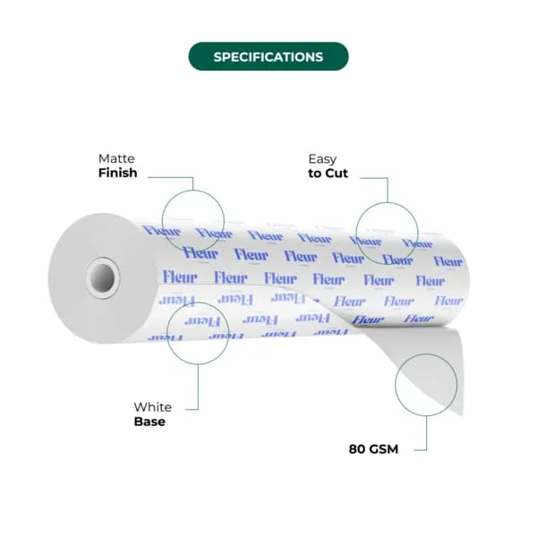 Wrapping paper roll printed with a repeating brand pattern
