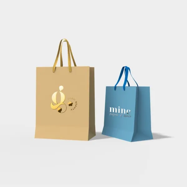 Silver raised foil finish on a custom paper bag