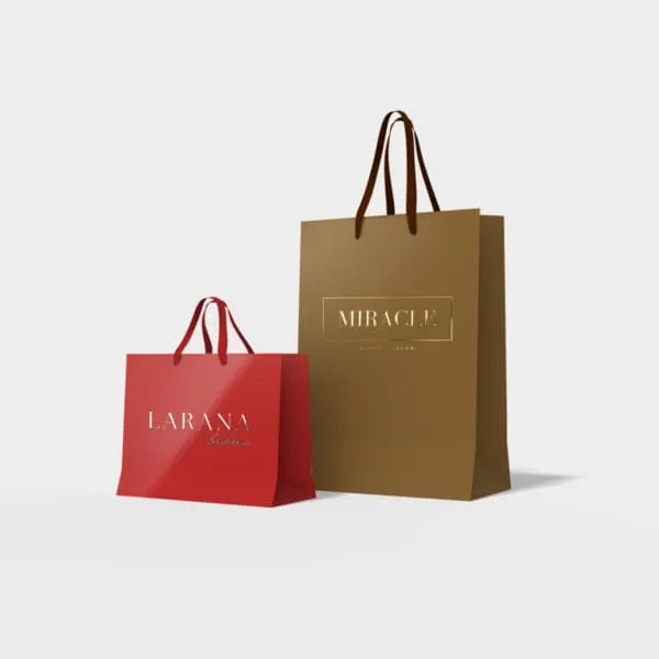 Custom raised foil paper bag proportions and layout