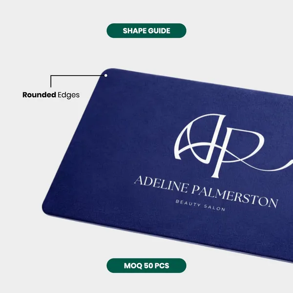 Velvet visiting card shown up close