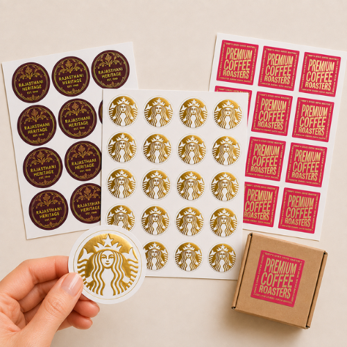 Custom gold foil stickers and labels