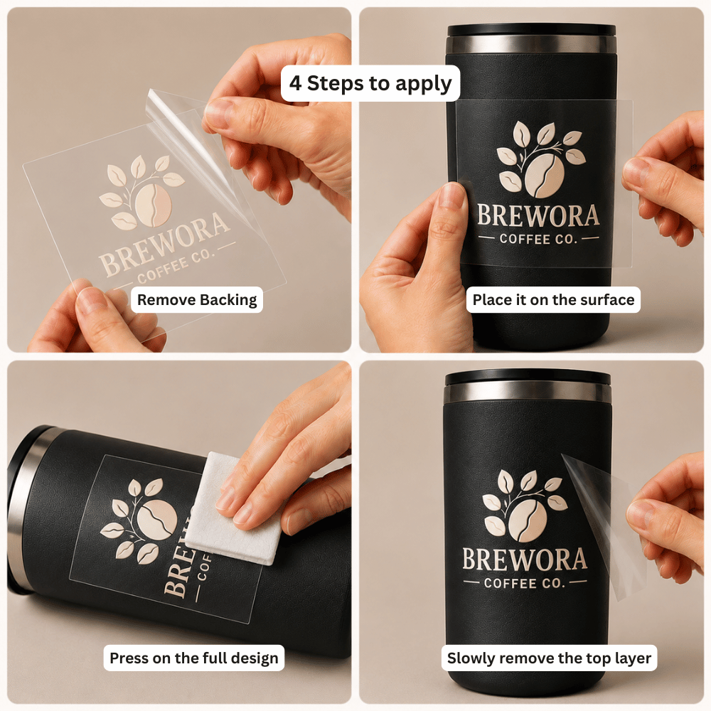 Custom UV ink transfer sticker with a vivid, raised, printed-on look
