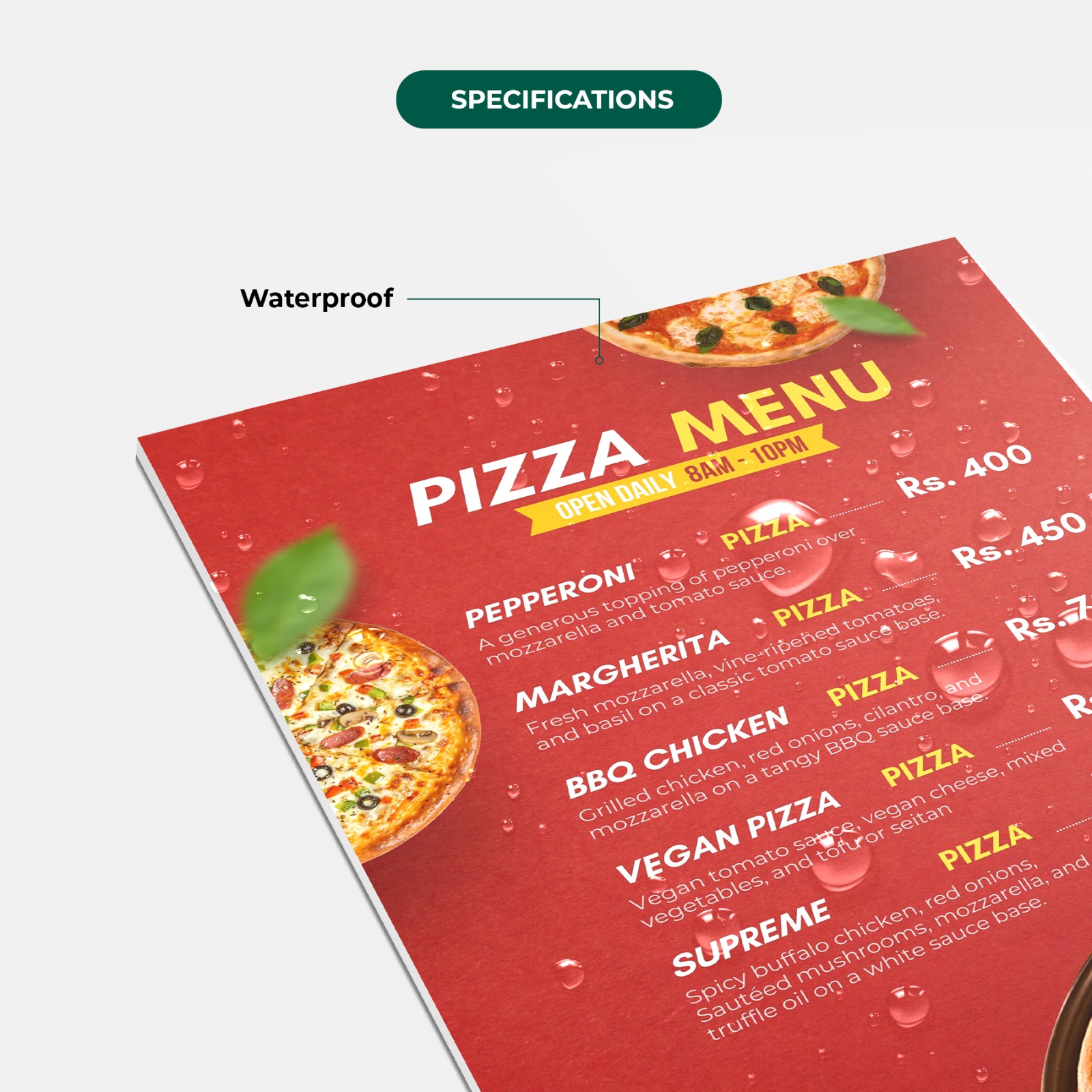 Single Leaf Foam Board Menu 2