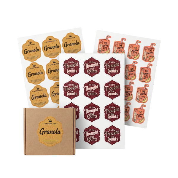 Custom shape stickers cut to the exact outline of the design